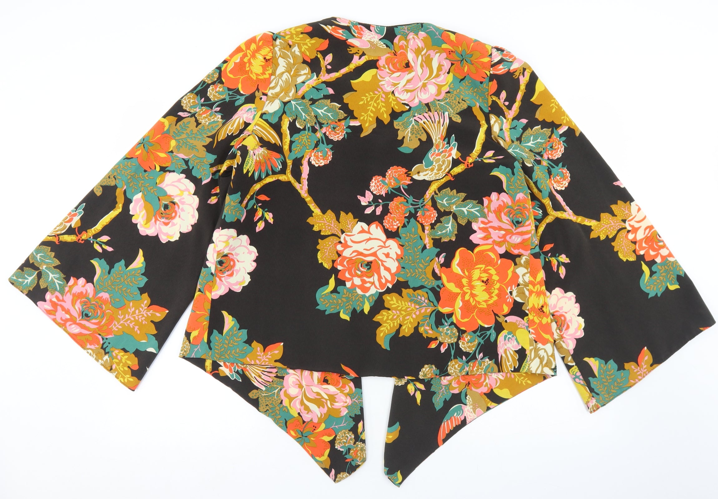 Womens Atmosphere Size XS Jacket Black Floral Flare Sleeve Short - label detail