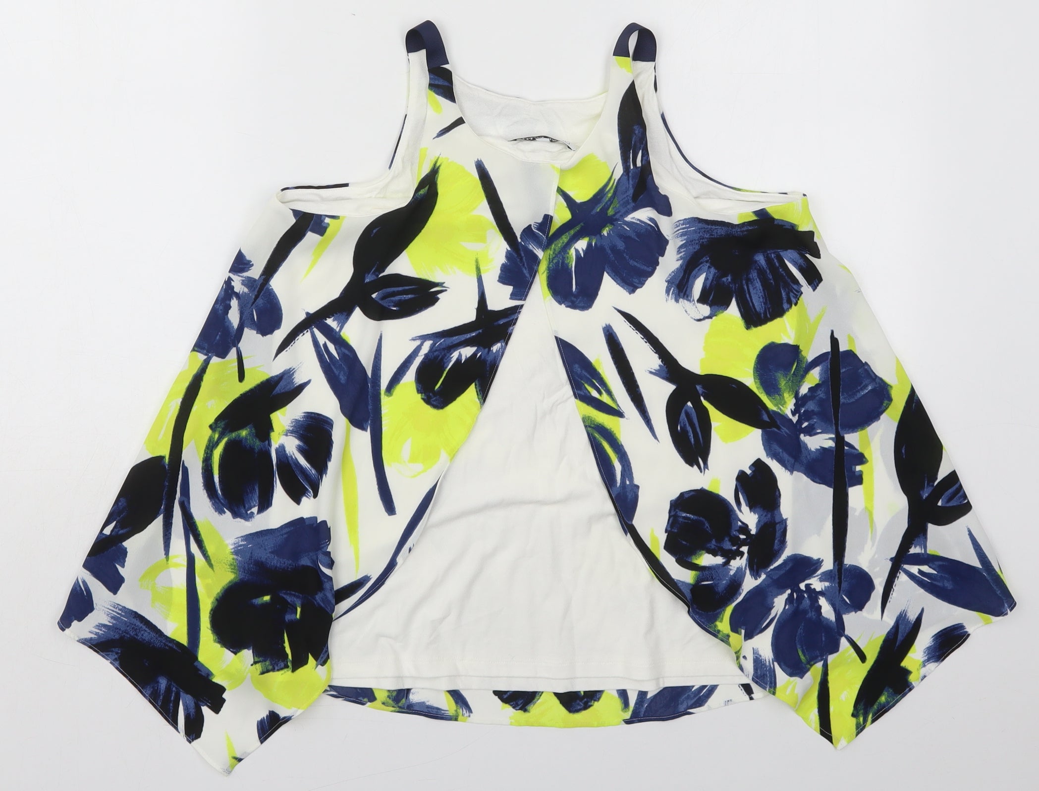 Womens NEXT Size 10 Basic Tank Blue Floral Scoop Neck Sleeveless - label detail