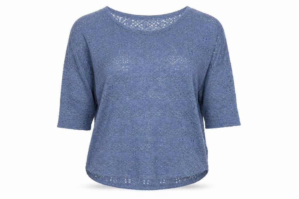 Oasis Womens Pullover Jumper Size S Blue Boat Neck Short Sleeve - front view