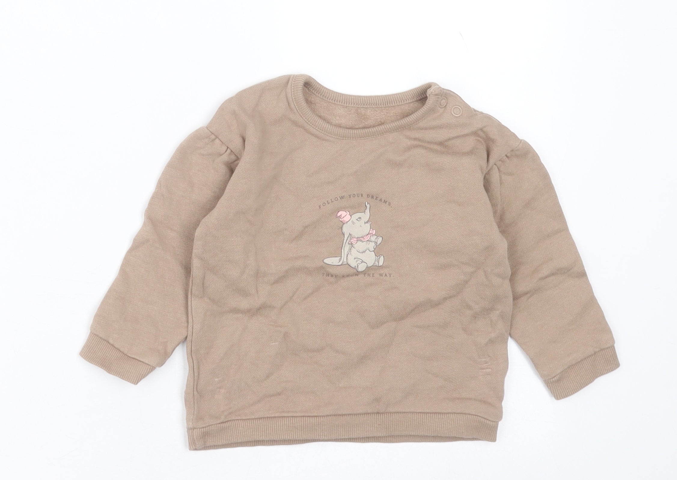 George Girls Pullover Jumper Size 9-12 Months Brown Long Sleeve - reverse view