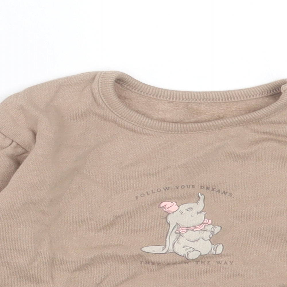 George Girls Pullover Jumper Size 9-12 Months Brown Long Sleeve - close detail