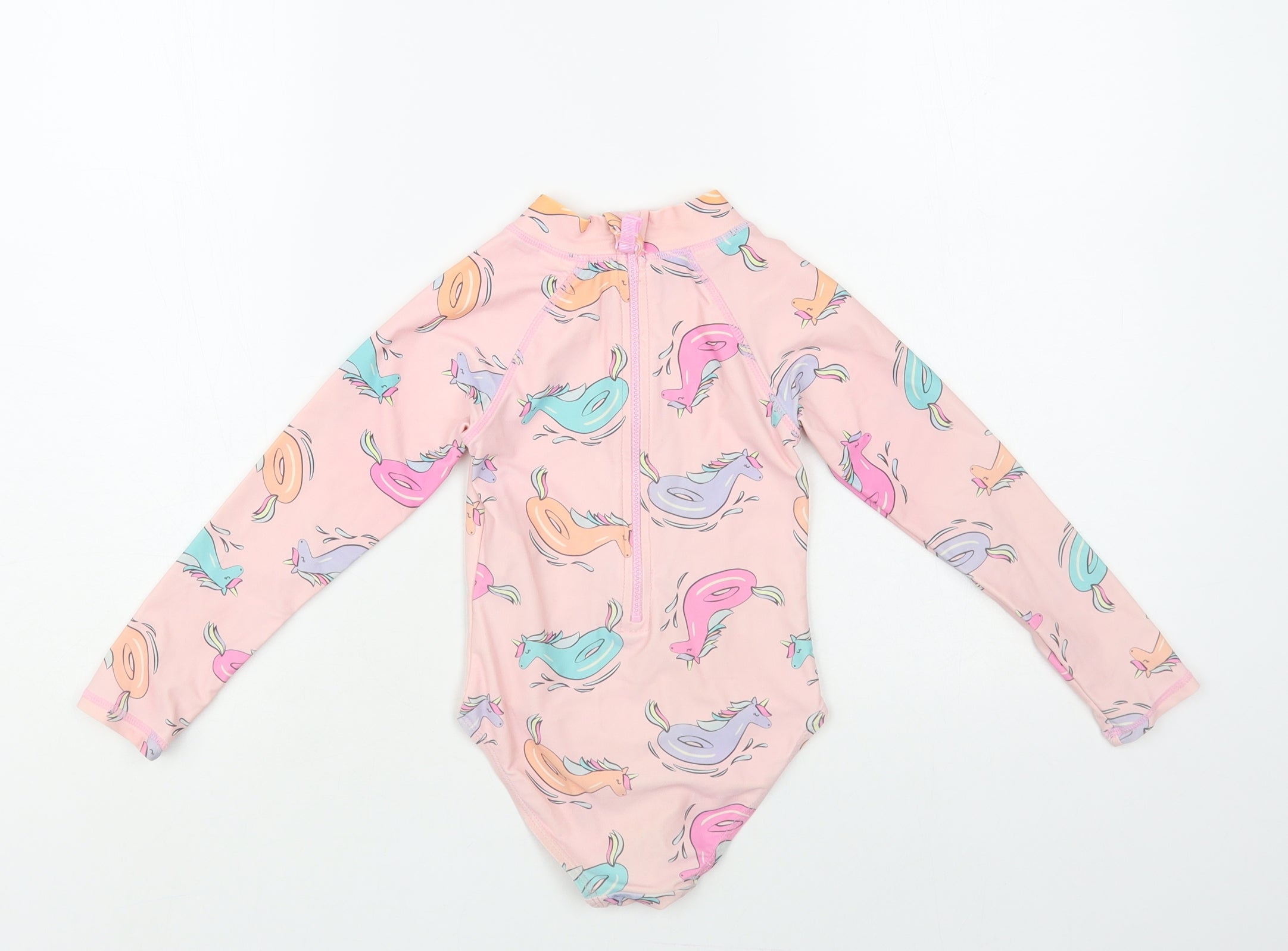 Cotton On Girls Bodysuit One-Piece Size 4 Years UK '' Pink Geometric Long Sleeve - label detail