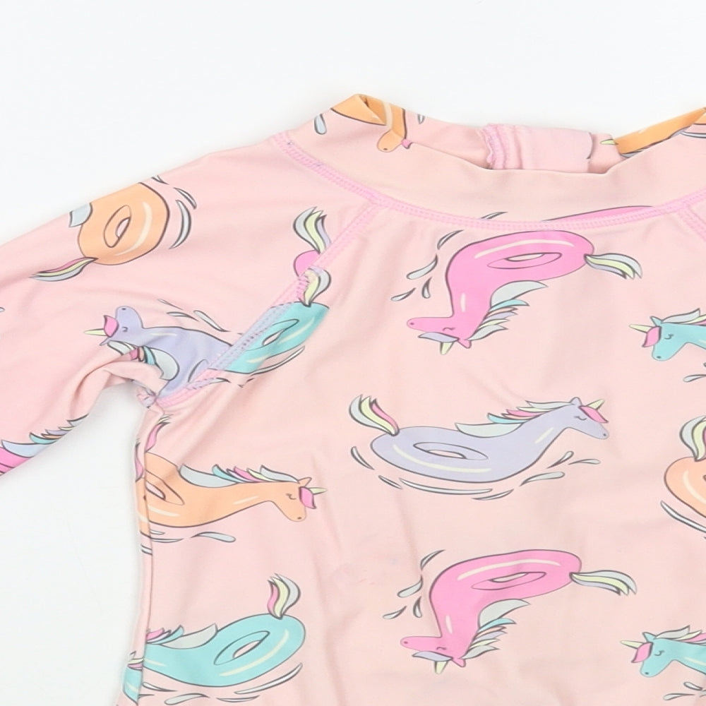Cotton On Girls Bodysuit One-Piece Size 4 Years UK '' Pink Geometric Long Sleeve - close detail