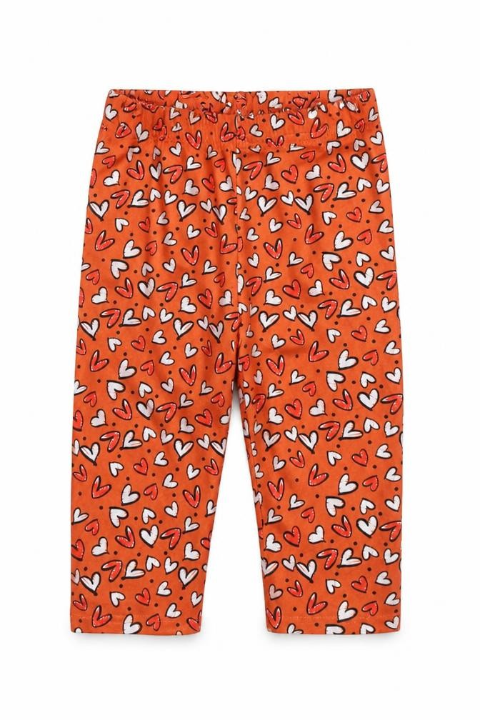 SheIn Girls Jogger Trousers Size 4 Years UK '' Orange Geometric Hearts Cropped - front view