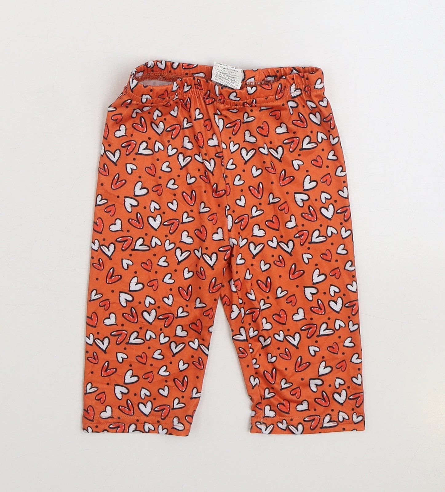 SheIn Girls Jogger Trousers Size 4 Years UK '' Orange Geometric Hearts Cropped - reverse view