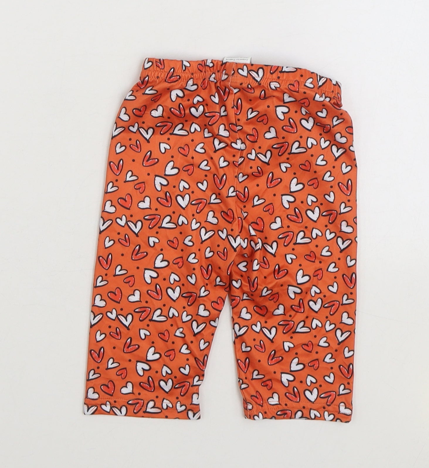 SheIn Girls Jogger Trousers Size 4 Years UK '' Orange Geometric Hearts Cropped - label detail