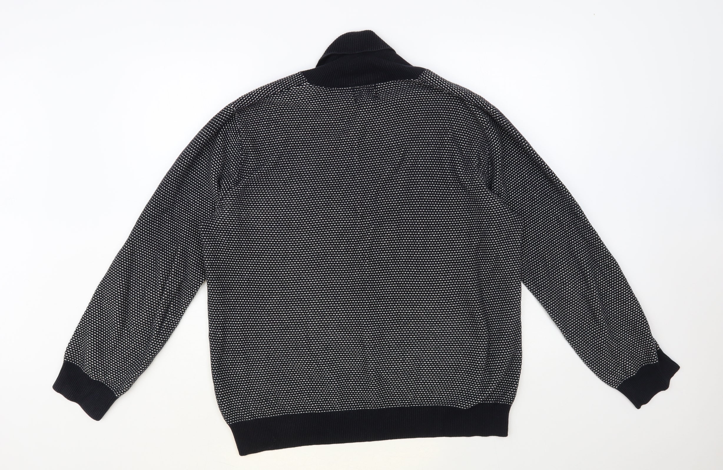 H&M Mens Pullover Jumper Size M UK '' Black Collared Long Sleeve - label detail