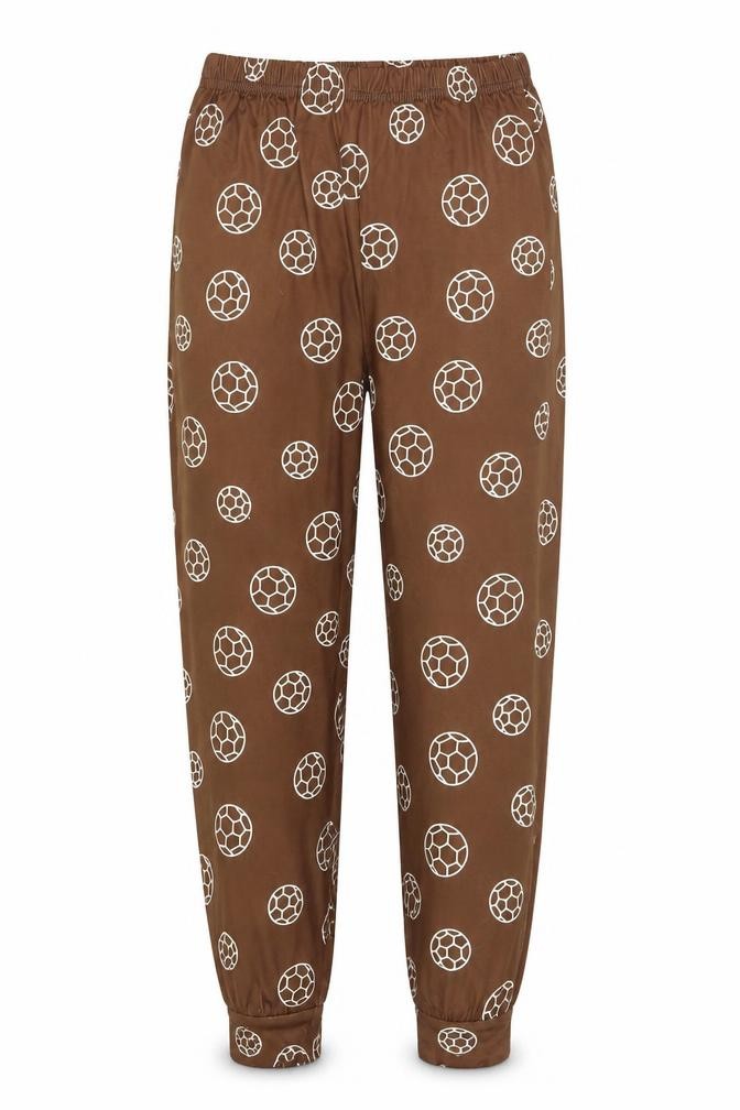 SheIn Girls Jogger Trousers Size 8-9 Years UK '' Brown Geometric Football Print - front view