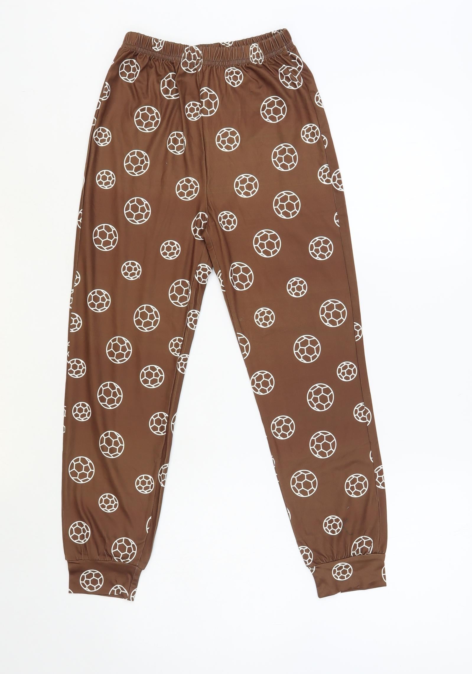 SheIn Girls Jogger Trousers Size 8-9 Years UK '' Brown Geometric Football Print - reverse view