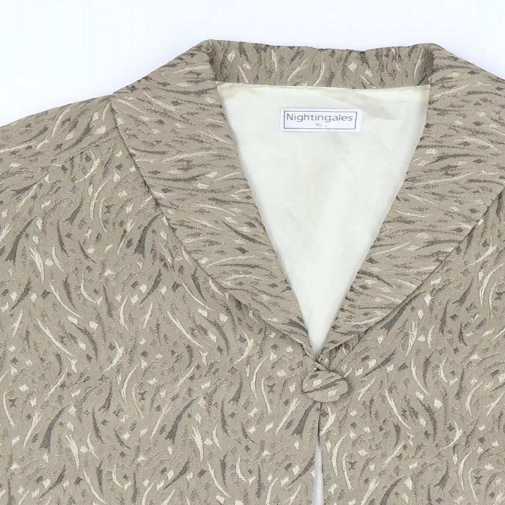 Nightengales Womens Jacket Size 16 UK '' Gold Geometric Short - close detail