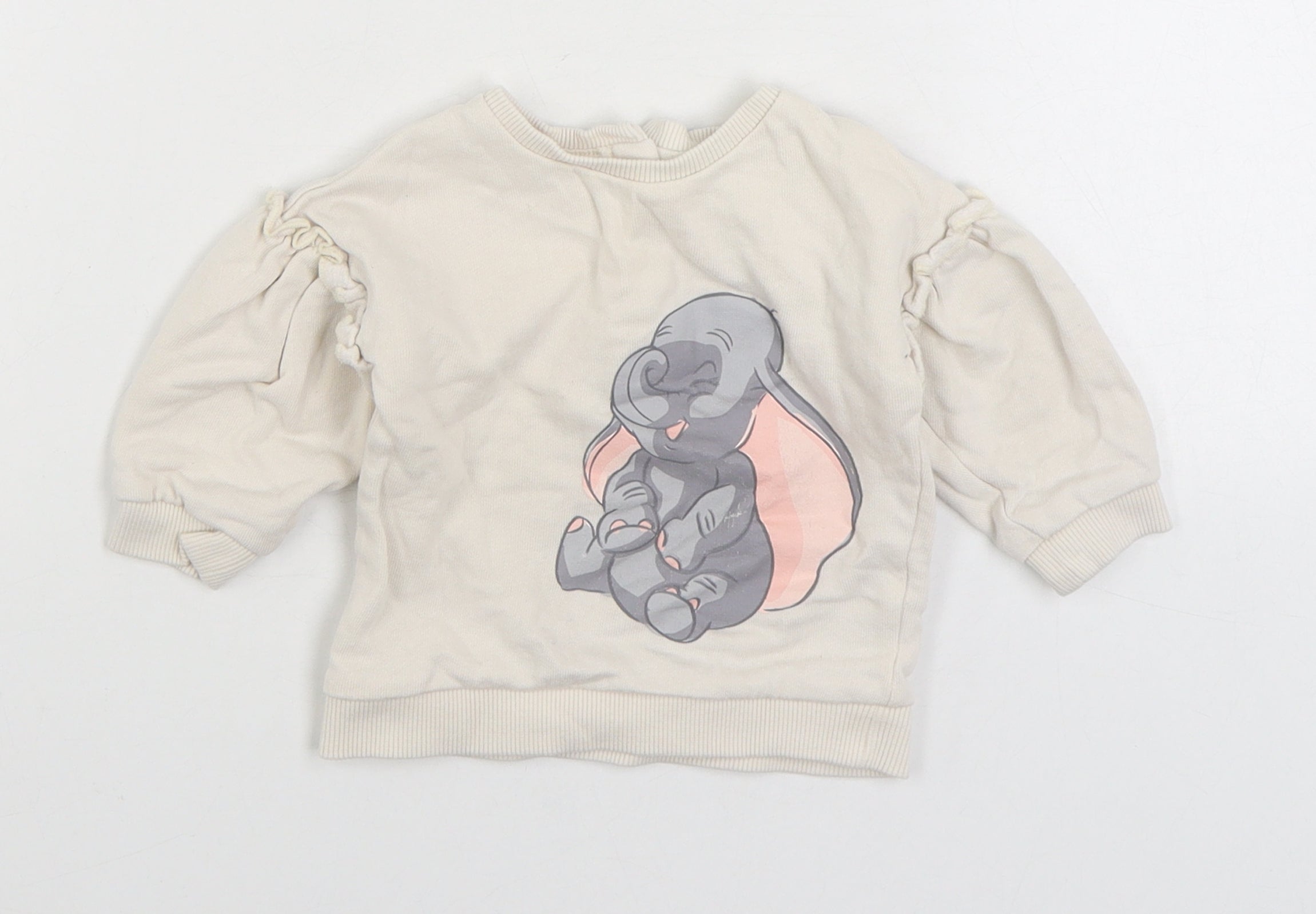 George Baby Pullover Jumper Size 3-6 Months UK '' Beige Dumbo Long Sleeve Ruffle - reverse view