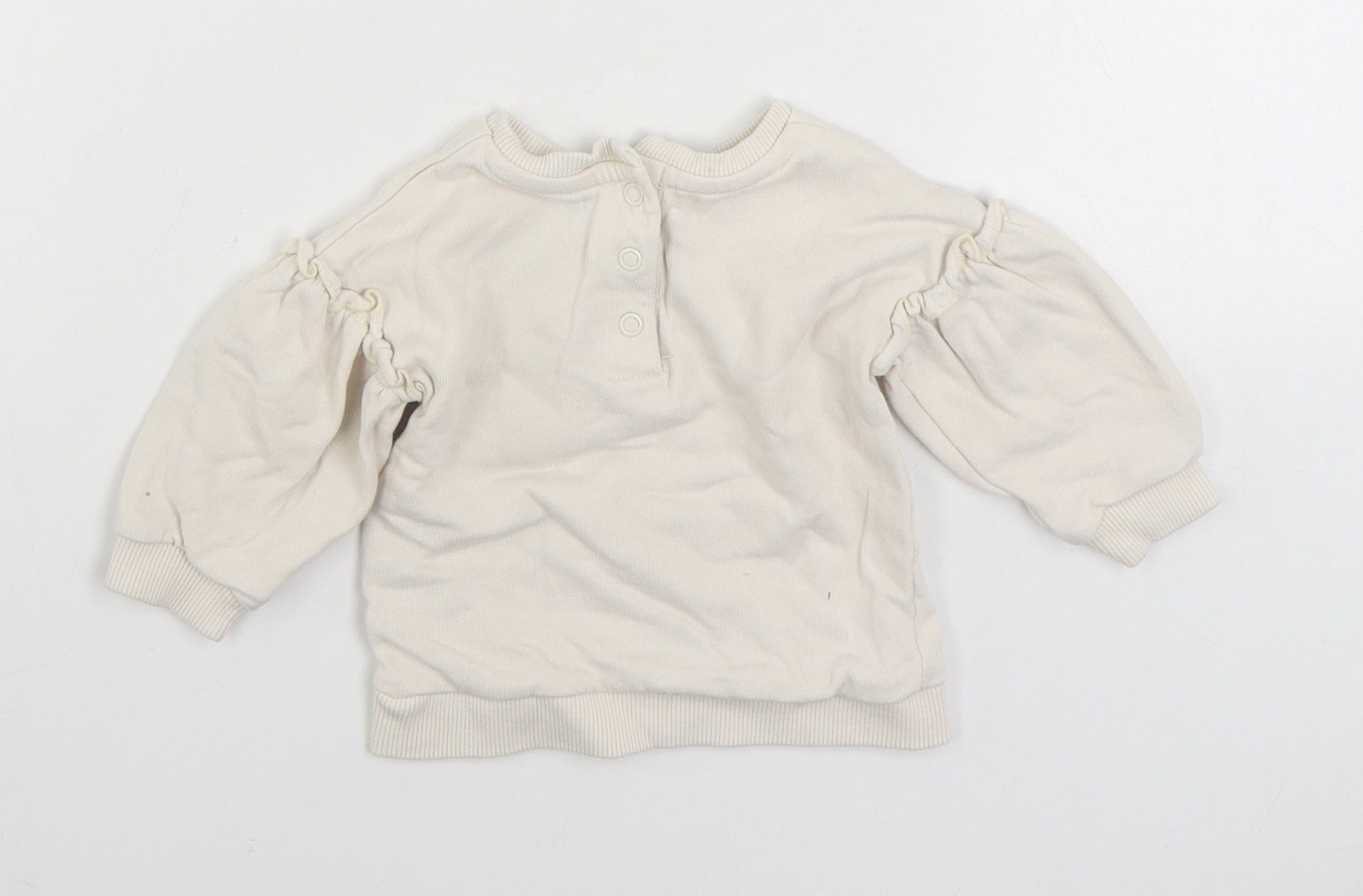George Baby Pullover Jumper Size 3-6 Months UK '' Beige Dumbo Long Sleeve Ruffle - label detail