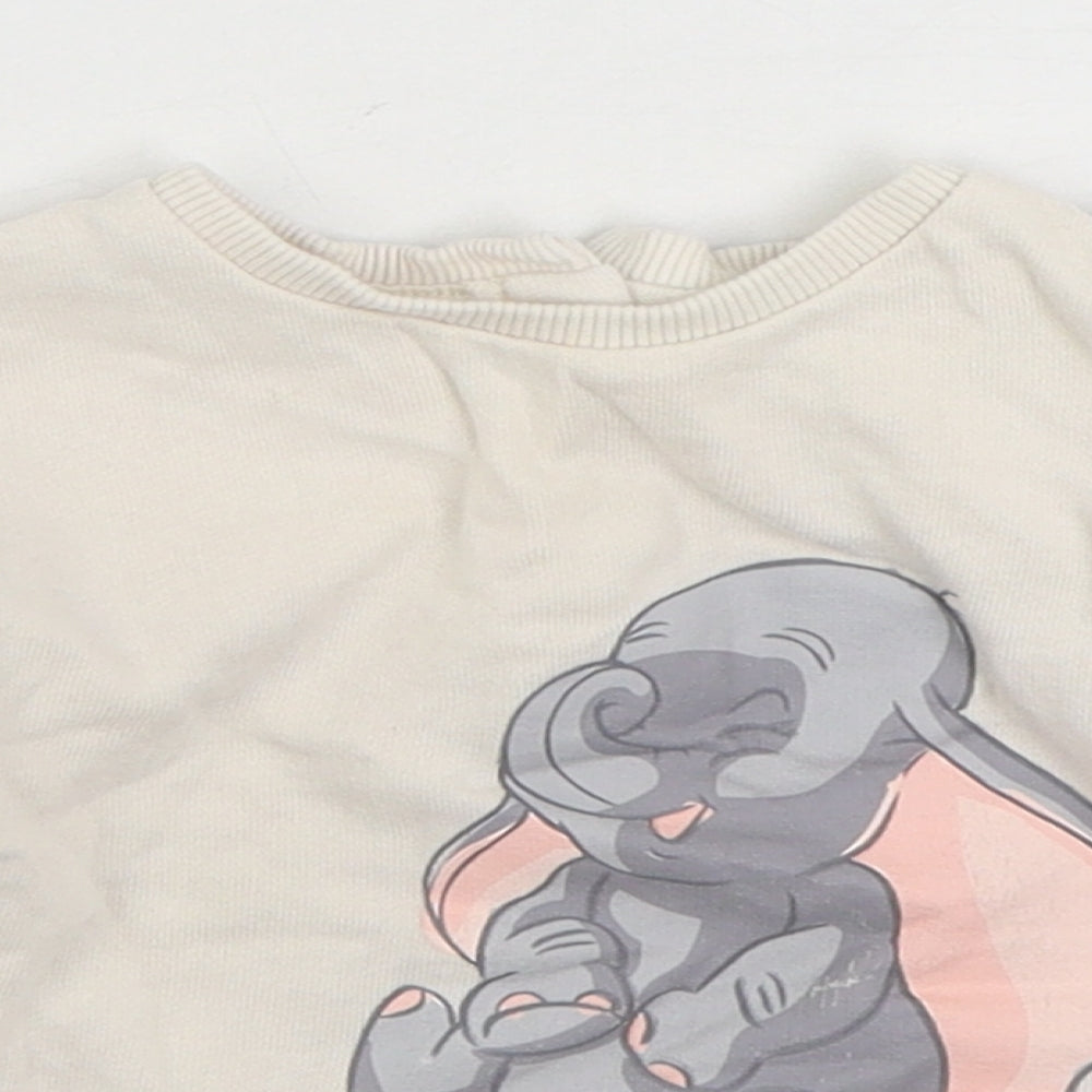 George Baby Pullover Jumper Size 3-6 Months UK '' Beige Dumbo Long Sleeve Ruffle - close detail