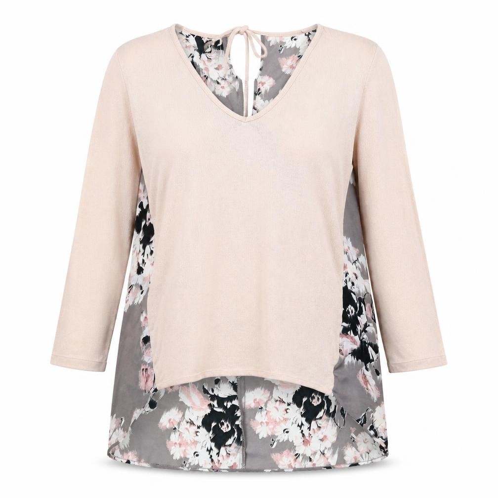 George Womens Basic Blouse Size 12 UK '' Multicoloured Floral V-Neck 3/4 Sleeve - front view