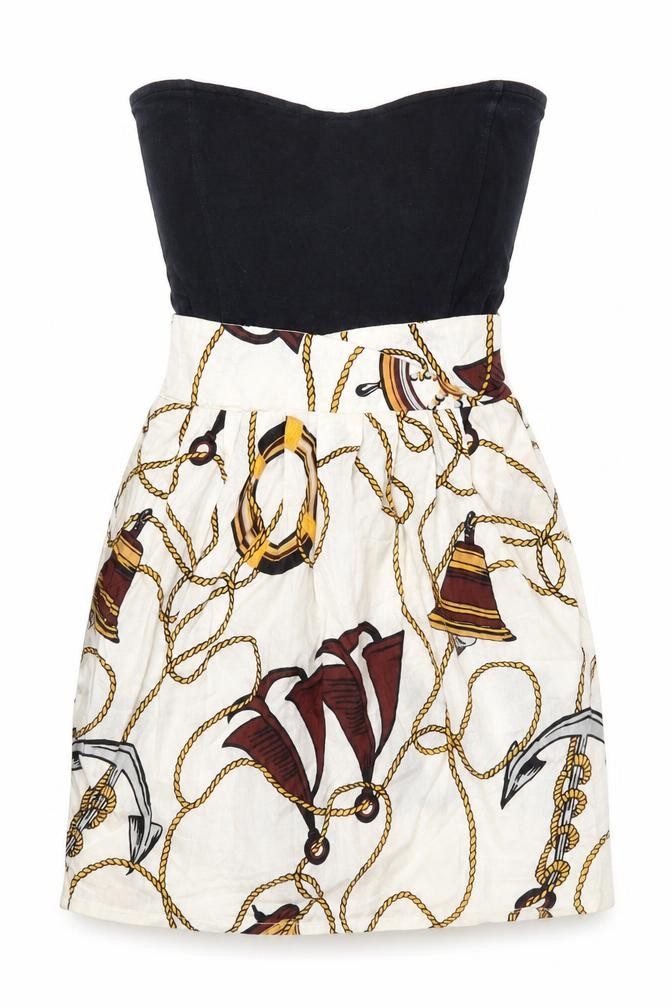 Motel Womens Mini Dress Size XS UK '' Black Geometric Short Sweetheart - front view