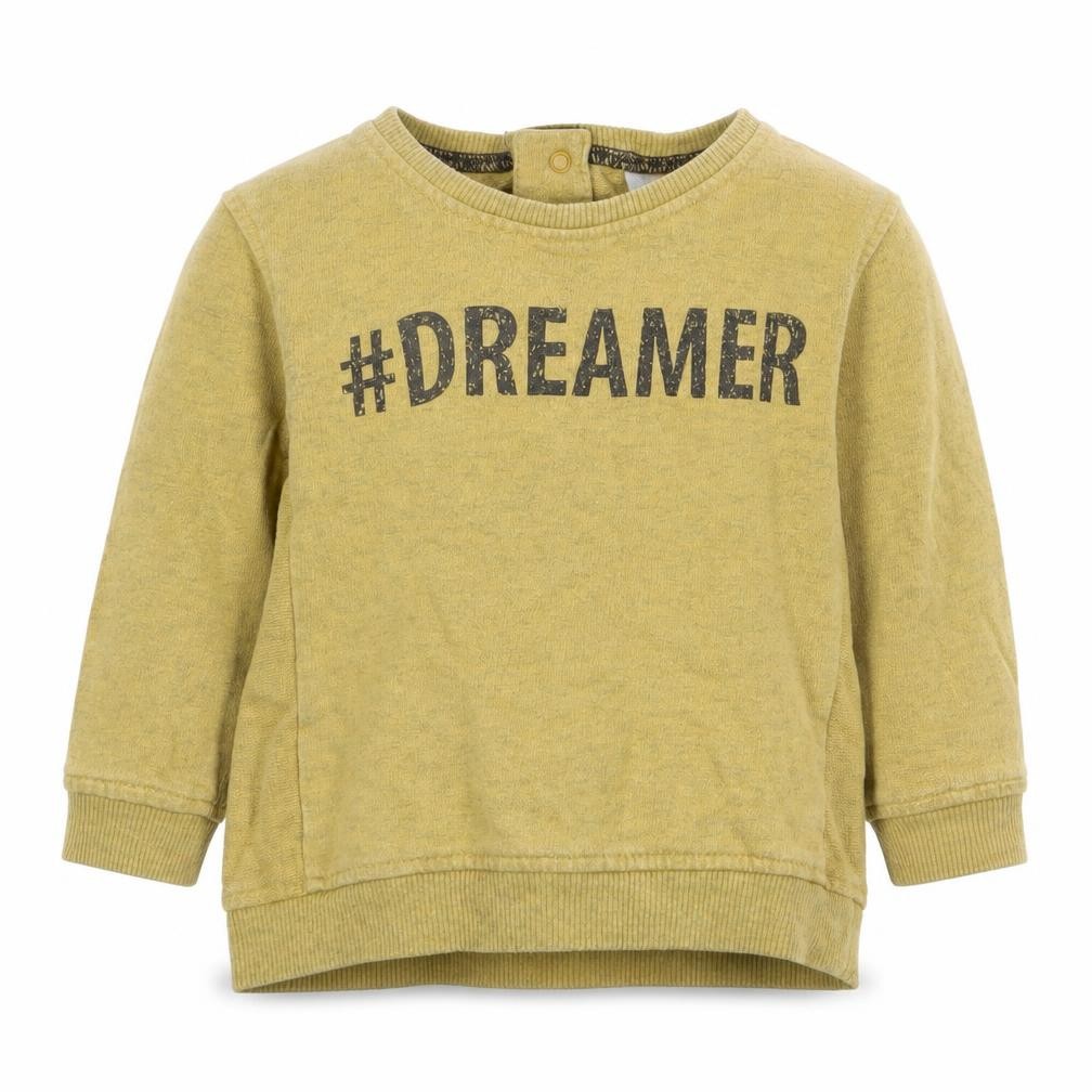 NEXT Baby Henley Jumper Size 6-9 Months UK '' Yellow #Dreamer Long Sleeve Button - front view