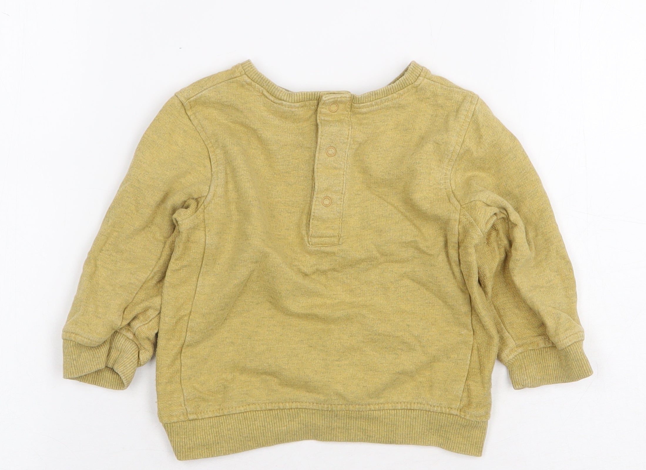 NEXT Baby Henley Jumper Size 6-9 Months UK '' Yellow #Dreamer Long Sleeve Button - label detail
