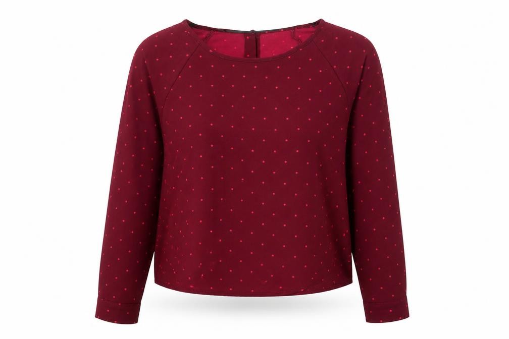 VERO MODA Womens Basic Blouse Size M UK '' Red Polka Dot Boat Neck Long Sleeve - front view