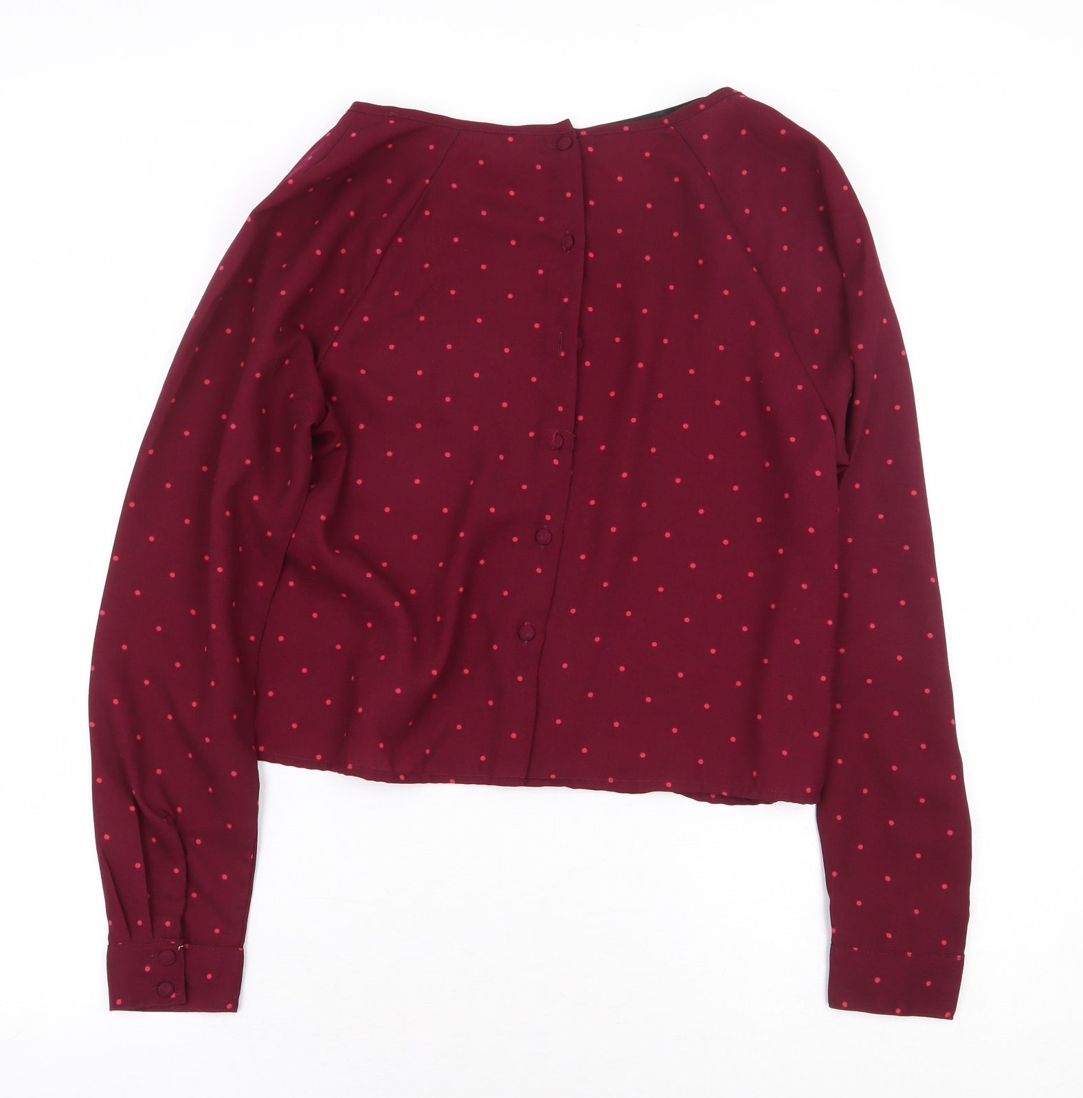 VERO MODA Womens Basic Blouse Size M UK '' Red Polka Dot Boat Neck Long Sleeve - label detail