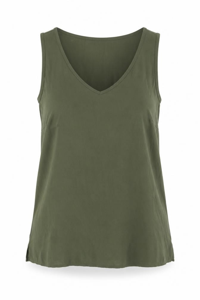 Marks & Spencer Womens Basic Tank Size 8 UK '' Green V-Neck Sleeveless - front view