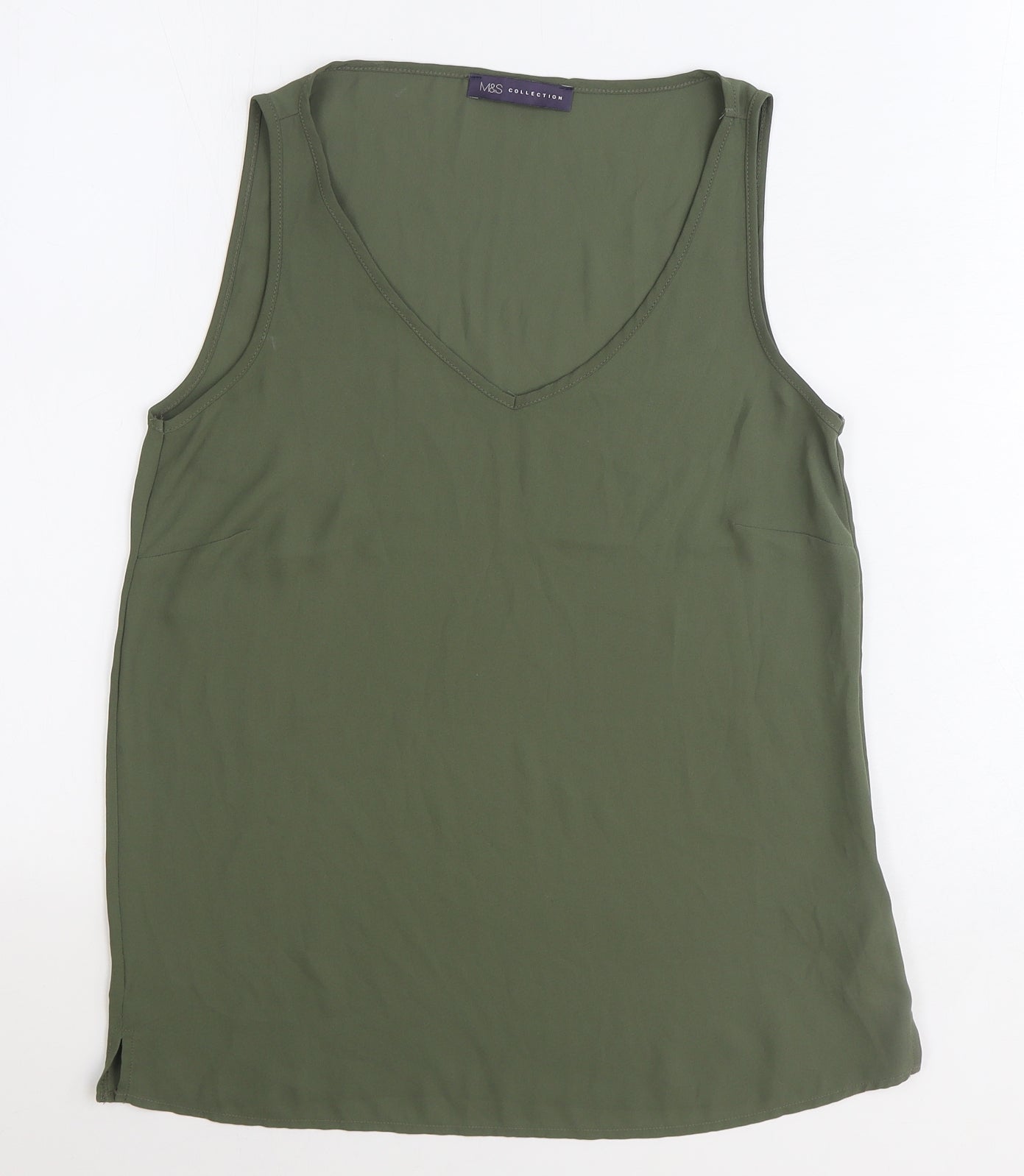 Marks & Spencer Womens Basic Tank Size 8 UK '' Green V-Neck Sleeveless - reverse view