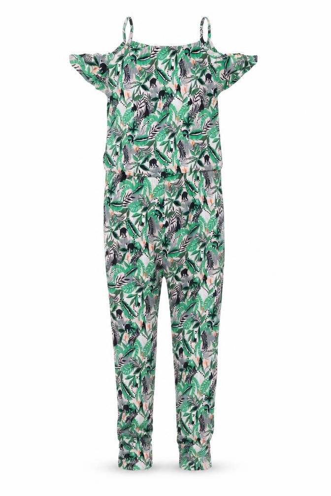 NEXT Girls Jumpsuit One-Piece Size 10 Years UK '' Green Geometric Leaf Print - front view