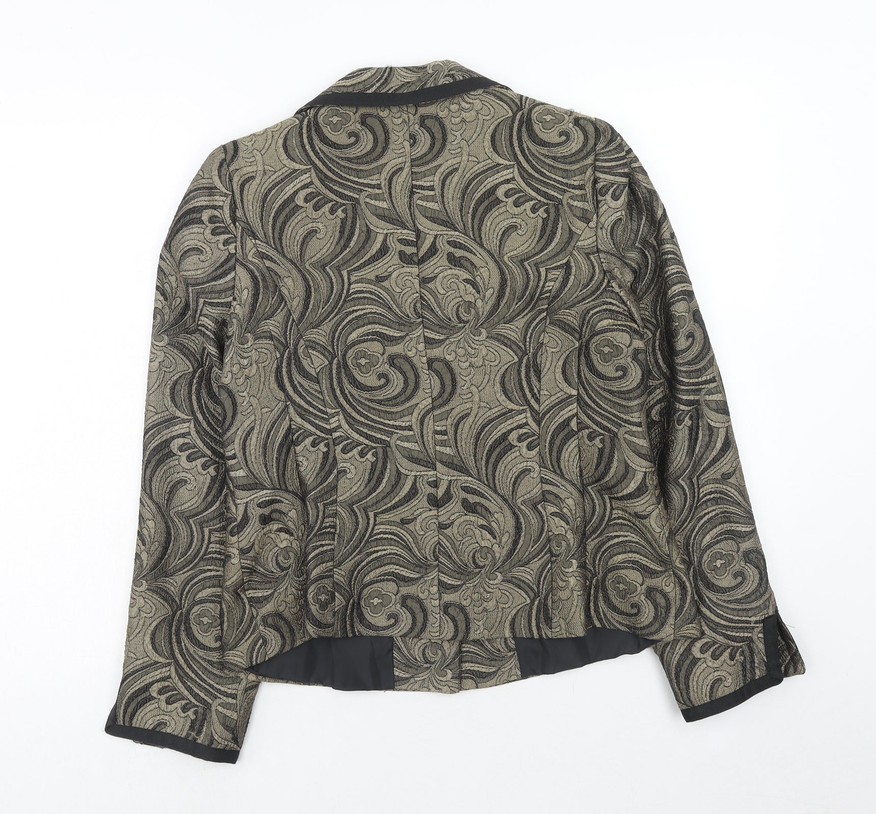 Perrie Womens Jacket Blazer Size 12 UK '' Gold Baroque Pattern Long Sleeve - label detail