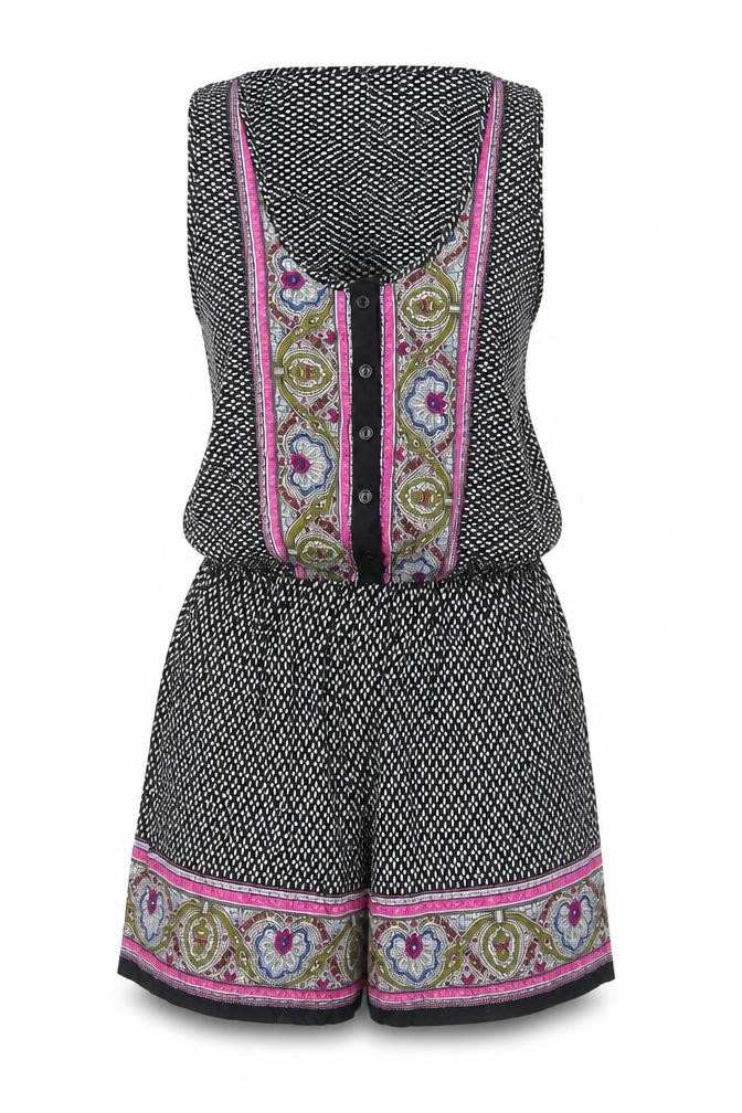 Brave Soul Womens Playsuit One-Piece Size S UK '' Black Geometric Sleeveless - front view