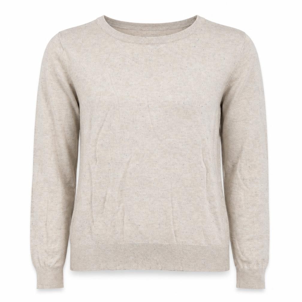 Womens H&M Size S UK '' Pullover Jumper Beige Round Neck Long Sleeve - front view