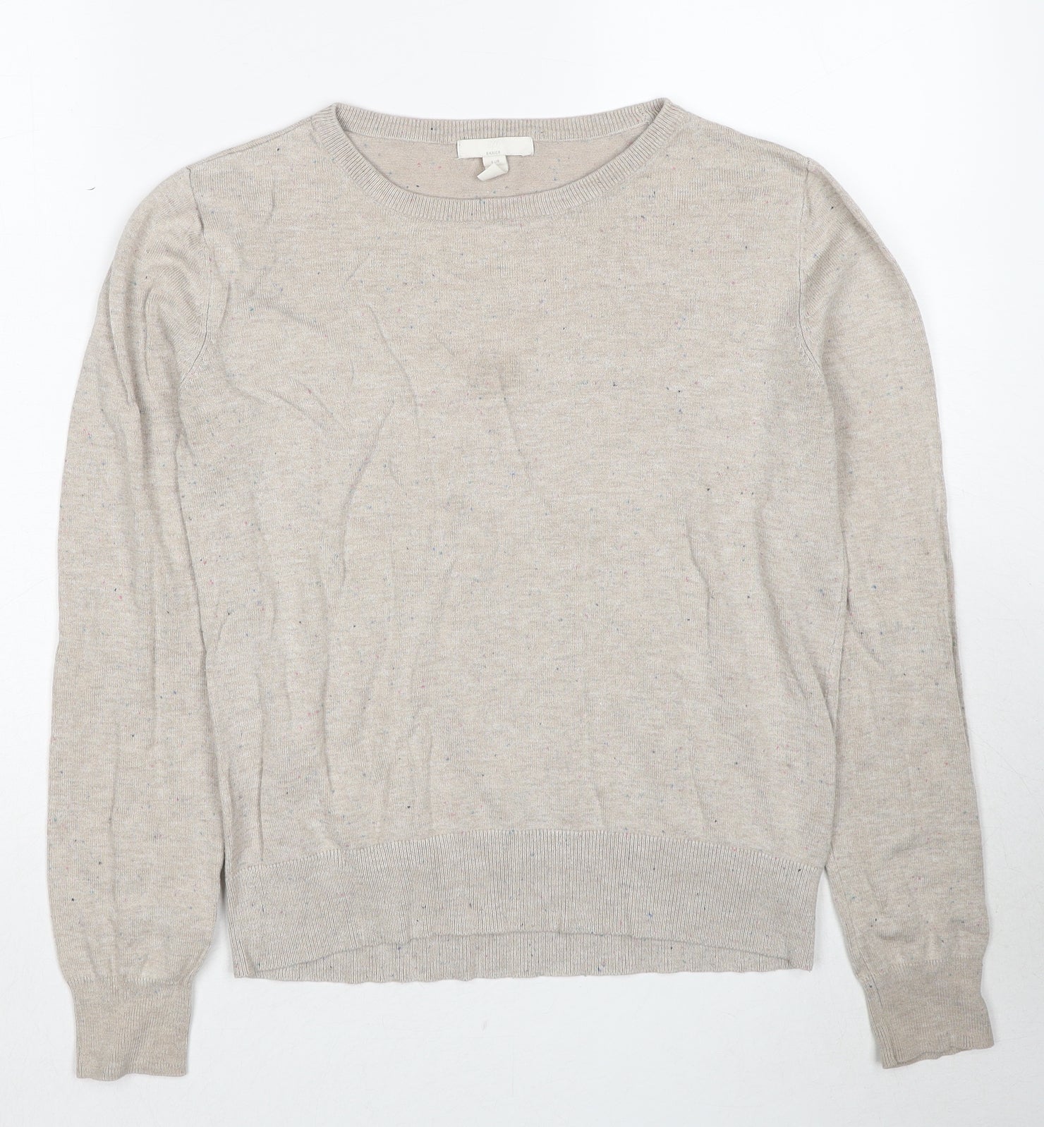 Womens H&M Size S UK '' Pullover Jumper Beige Round Neck Long Sleeve - reverse view