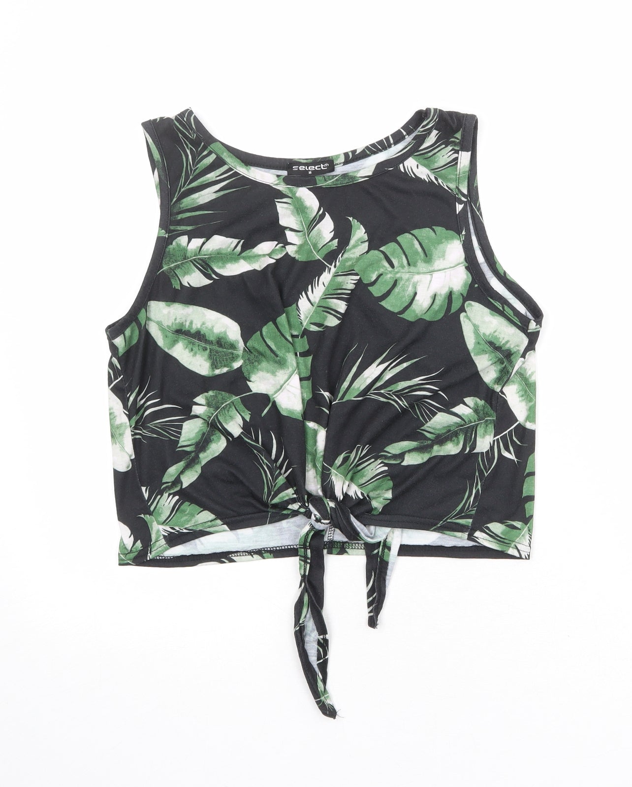 Womens Select Size M UK '' Cropped Tank Black Geometric Round Neck Sleeveless - reverse view