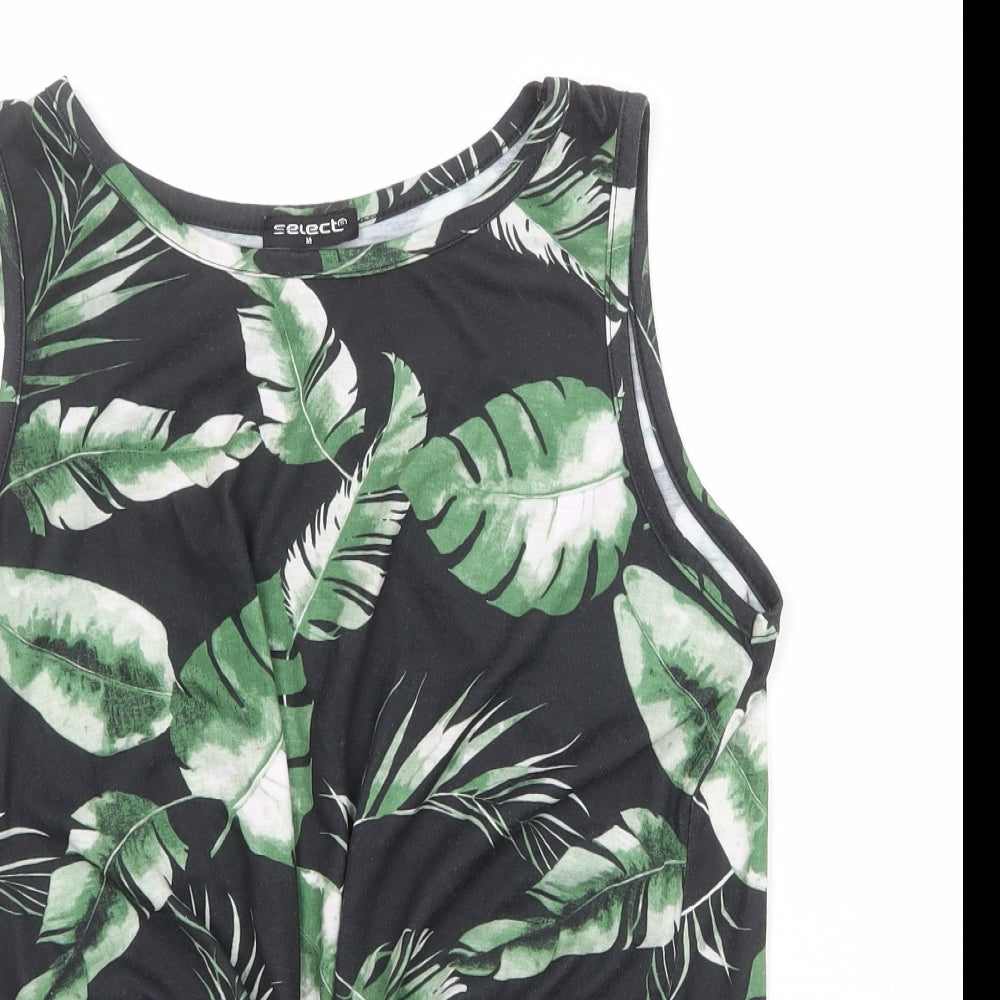 Womens Select Size M UK '' Cropped Tank Black Geometric Round Neck Sleeveless - close detail