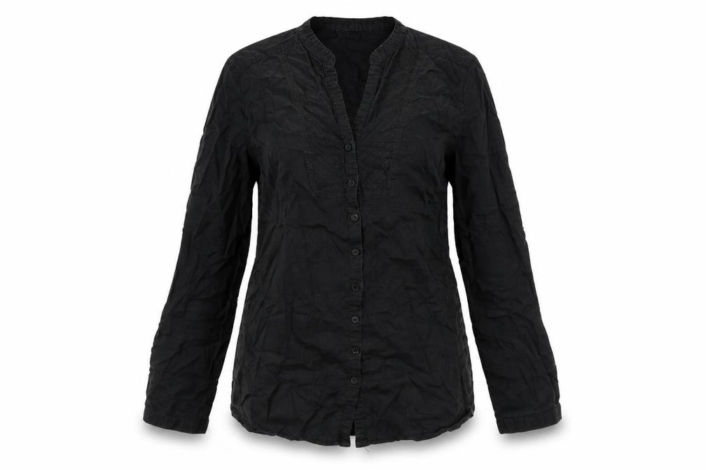 Bossini Womens Basic Button-Up Size M UK '' Black V-Neck Long Sleeve - front view