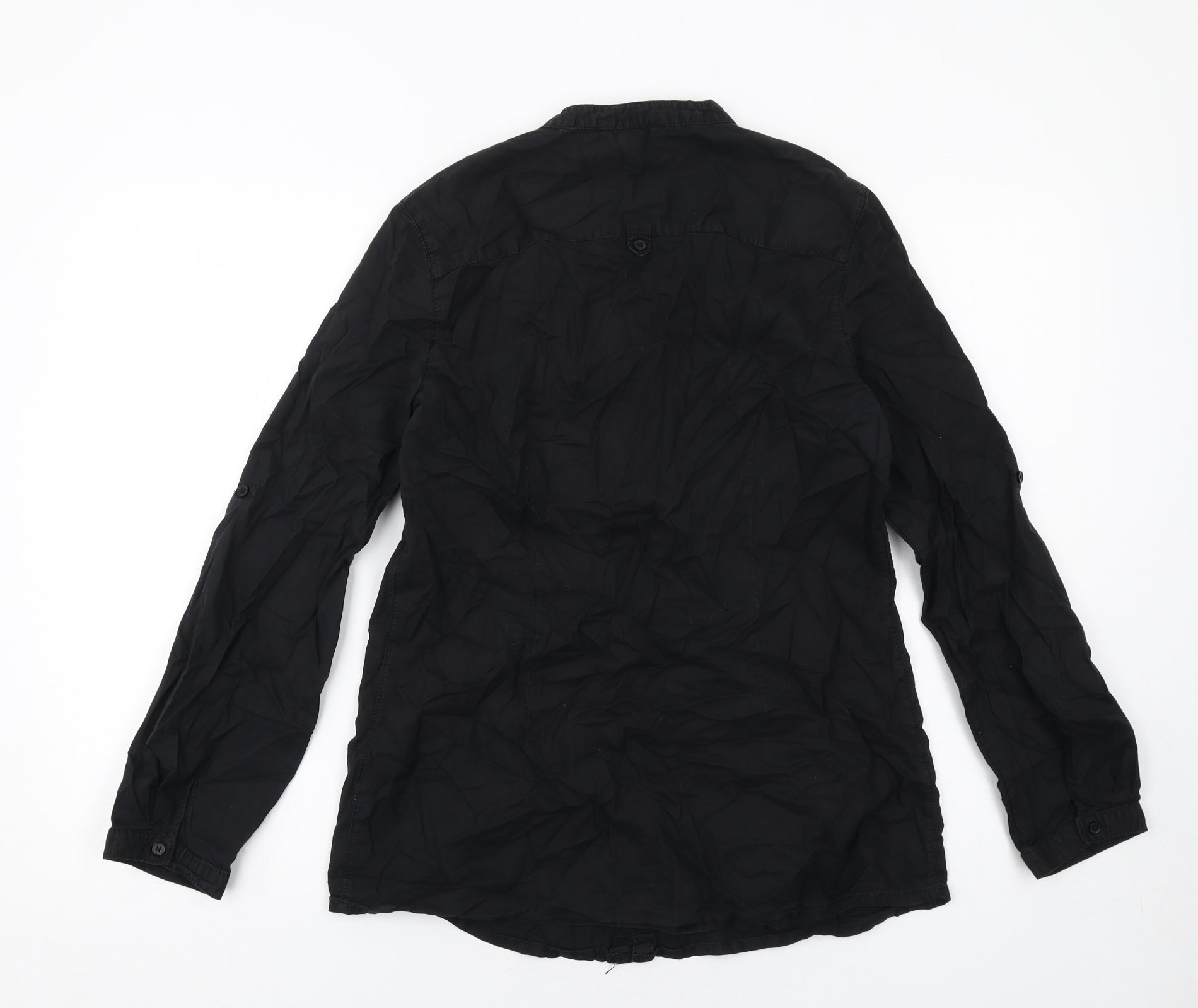 Bossini Womens Basic Button-Up Size M UK '' Black V-Neck Long Sleeve - label detail