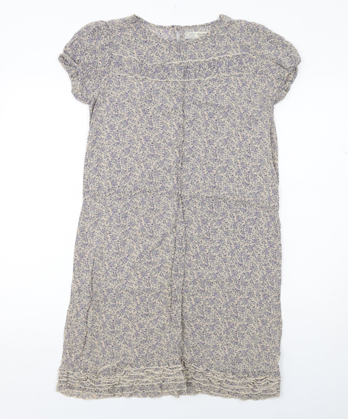 nice things Womens A-Line Dress Size S UK '' Blue Geometric Knee Length Button - reverse view