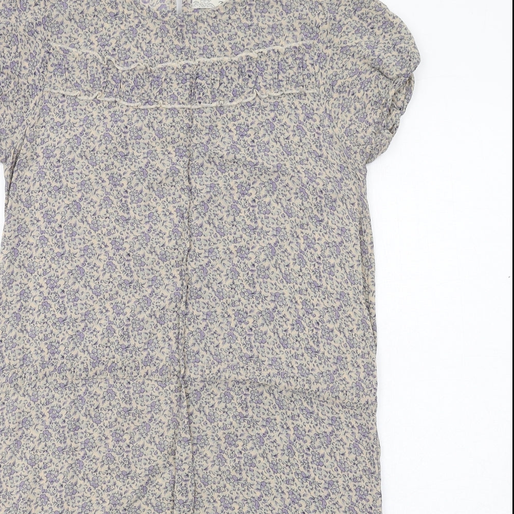 nice things Womens A-Line Dress Size S UK '' Blue Geometric Knee Length Button - close detail