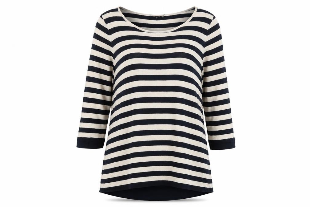 Betty Jackson Womens Pullover Jumper Size 12 UK '' Blue Round Neck Striped - front view