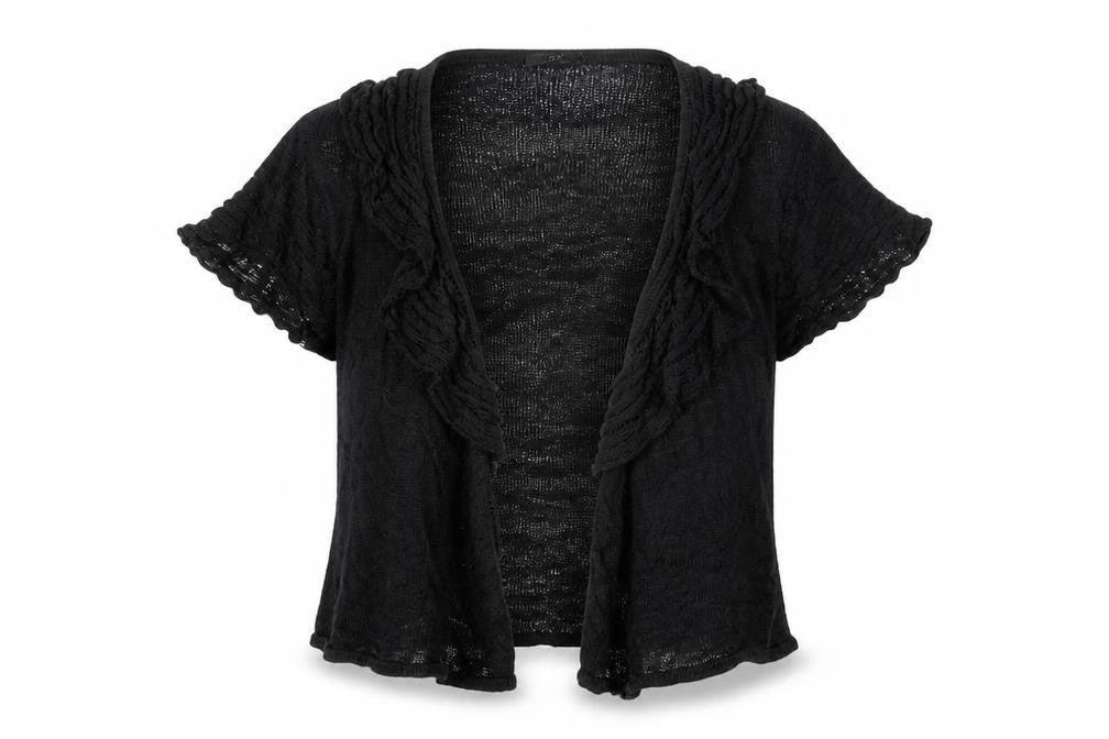 Marks & Spencer Womens Cardigan Jumper Size 14 UK '' Black V-Neck Short Sleeve - front view