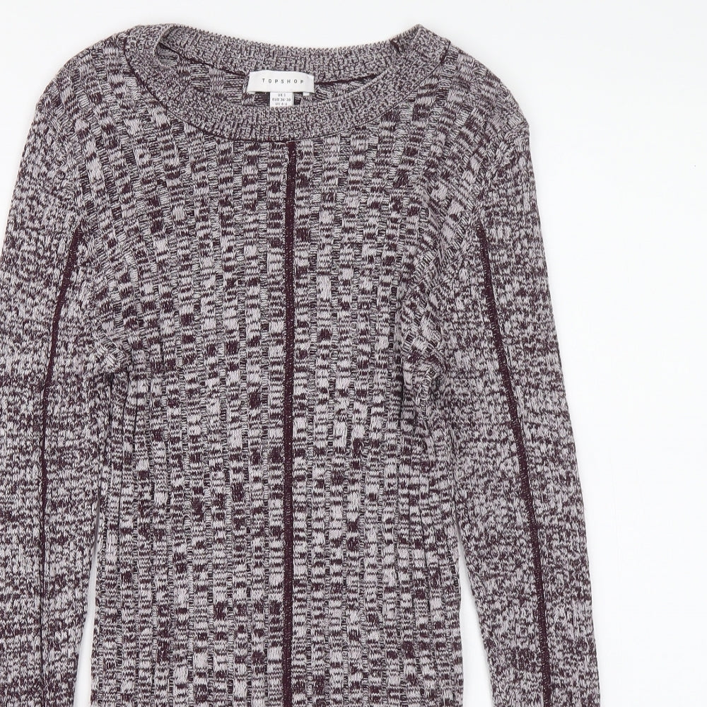 Topshop Womens Pullover Jumper Size S UK '' Purple Round Neck Long Sleeve - close detail