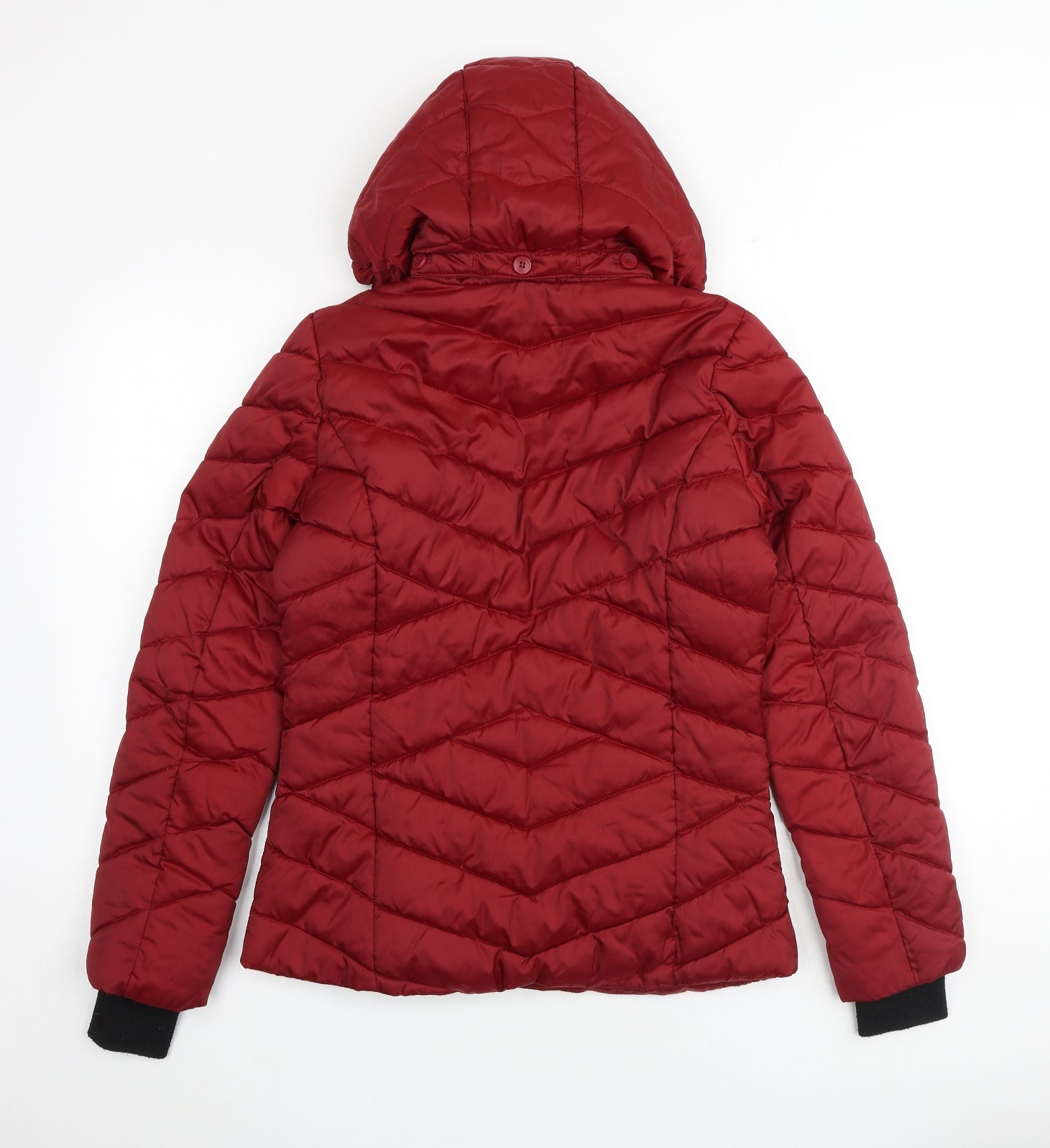 HFX Womens Quilted Jacket Size S UK '' Red Mid-Length Pockets Zip - label detail