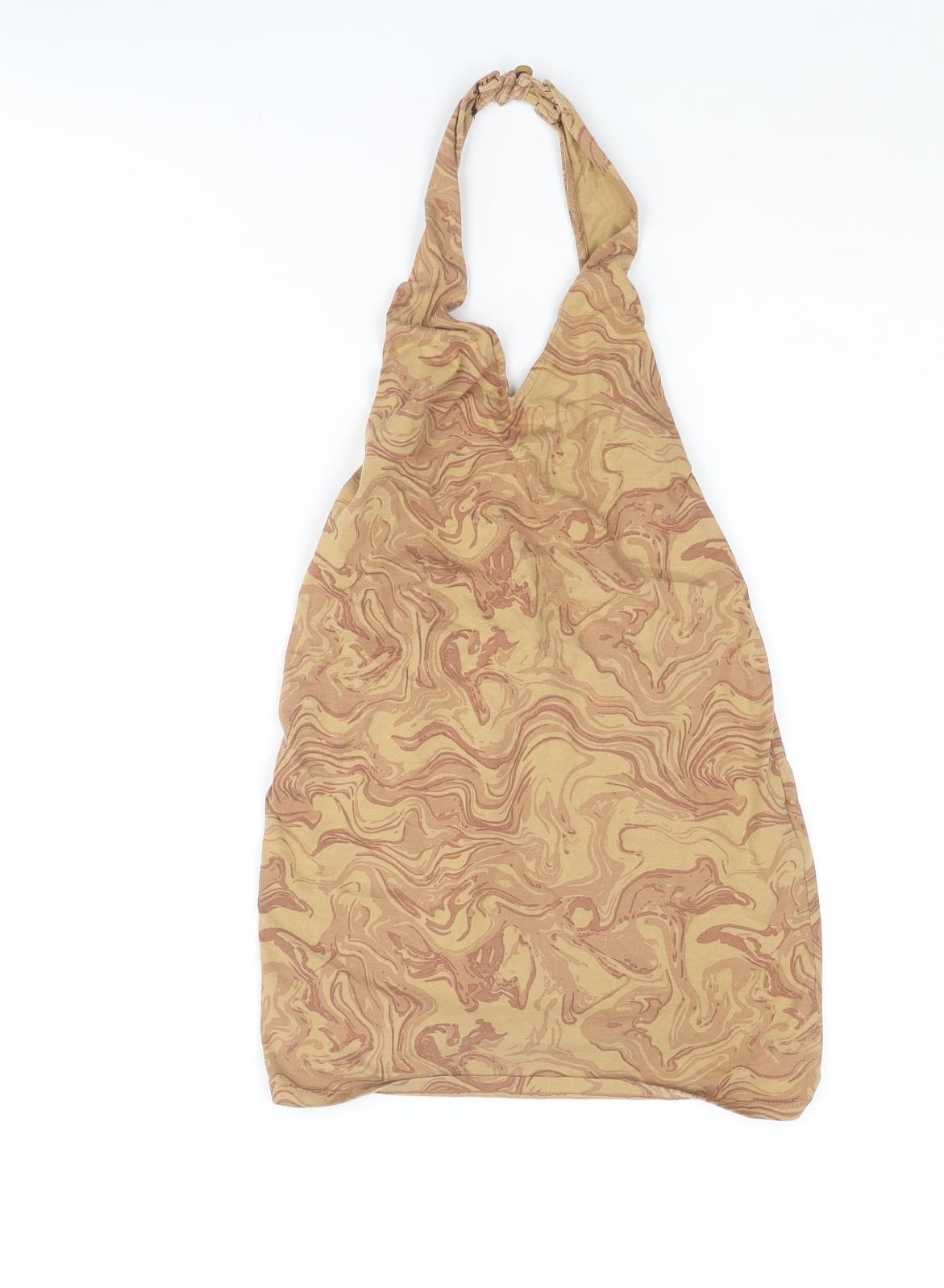 Motel Womens Basic Tank Size XS UK '' Brown Geometric Halter Sleeveless Backless - reverse view
