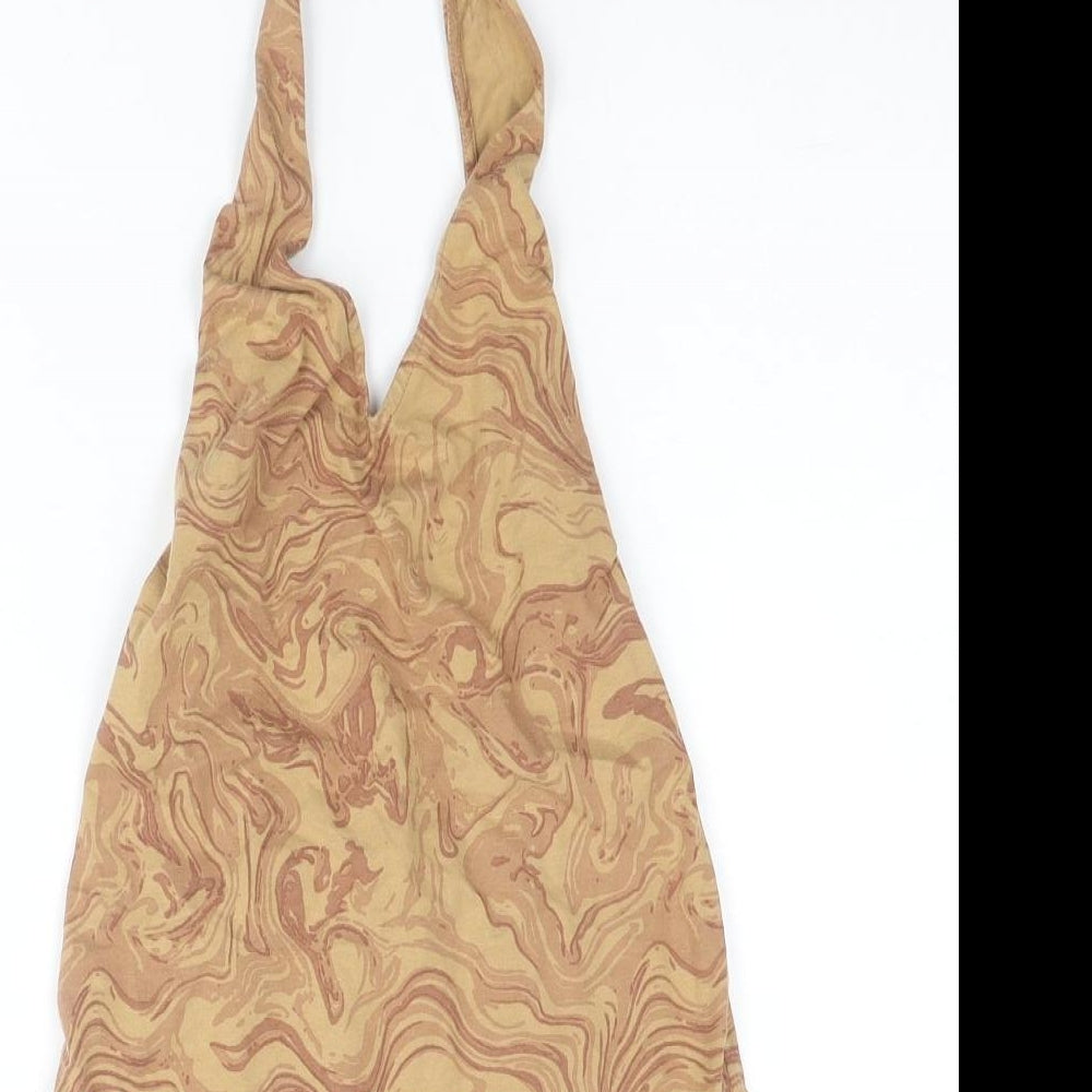 Motel Womens Basic Tank Size XS UK '' Brown Geometric Halter Sleeveless Backless - close detail