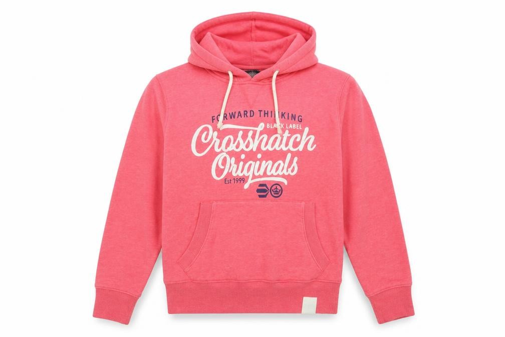 Crosshatch Womens Pullover Hoodie Size XL UK '' Pink Long Sleeve Pockets Logo - front view