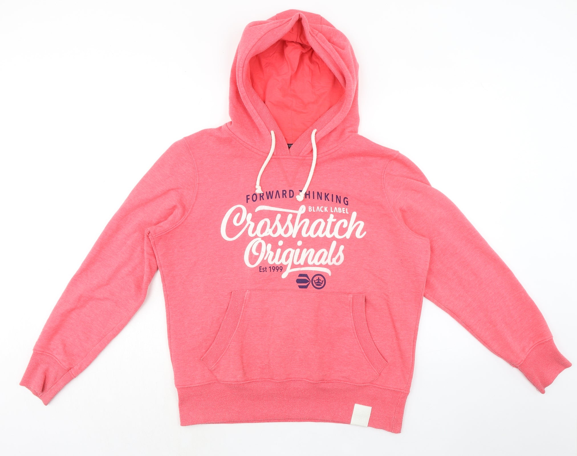 Crosshatch Womens Pullover Hoodie Size XL UK '' Pink Long Sleeve Pockets Logo - reverse view
