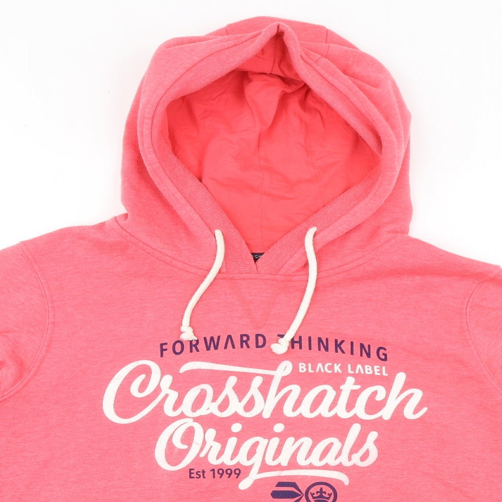 Crosshatch Womens Pullover Hoodie Size XL UK '' Pink Long Sleeve Pockets Logo - close detail