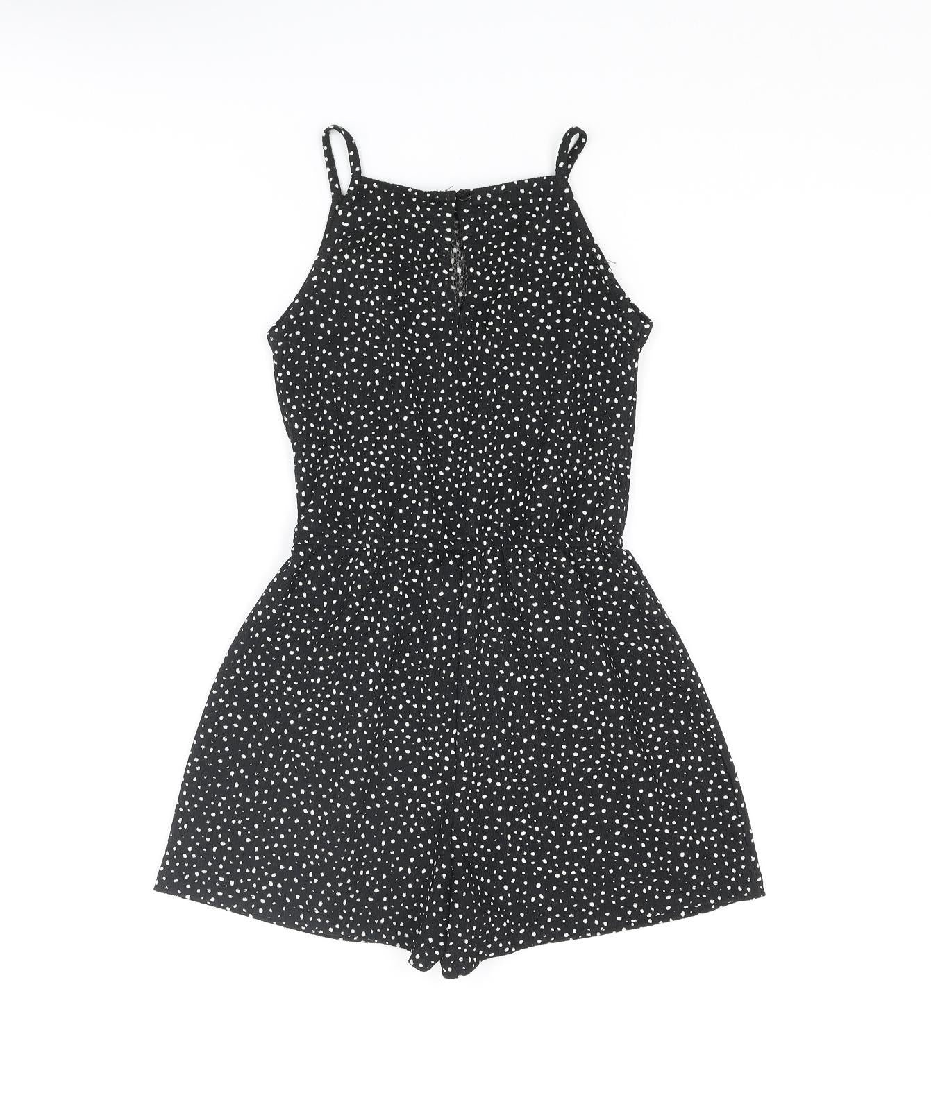 New Look Girls Playsuit One-Piece Size 9 Years UK '' Black Geometric Sleeveless - label detail