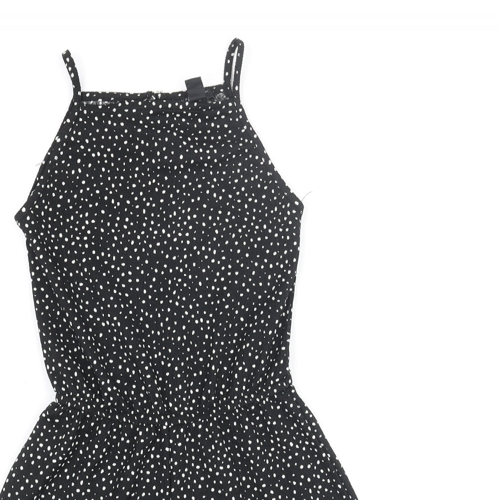 New Look Girls Playsuit One-Piece Size 9 Years UK '' Black Geometric Sleeveless - close detail