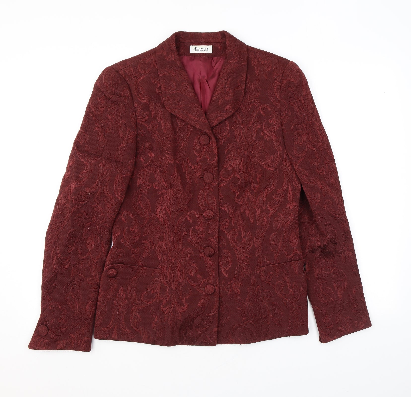 Antonette Womens Jacket Blazer Size 14 UK '' Red Geometric Short - reverse view