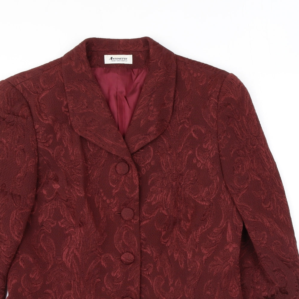 Antonette Womens Jacket Blazer Size 14 UK '' Red Geometric Short - close detail