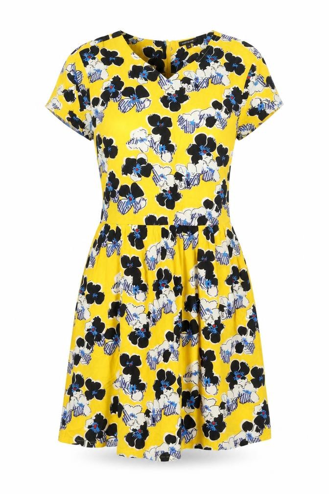 River Island Womens Trapeze & Swing Dress Size 10 UK '' Yellow Floral Short - front view